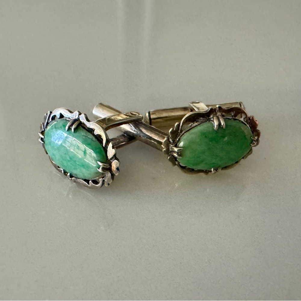 Vintage Green Stone Cufflinks